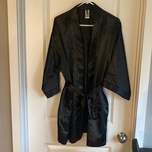 Black satin robe